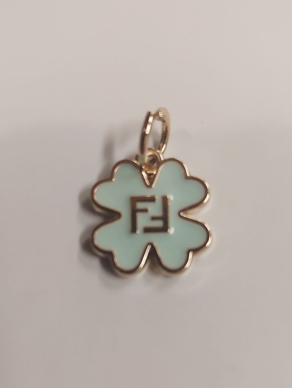 Fendi Mint Green Enamel Clover Charm Pendant